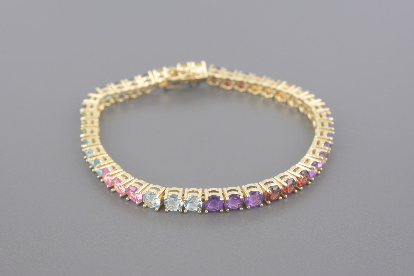 Pulseira Riviera em Ouro Amarelo 18k com Pedras Brasileiras de 4mm