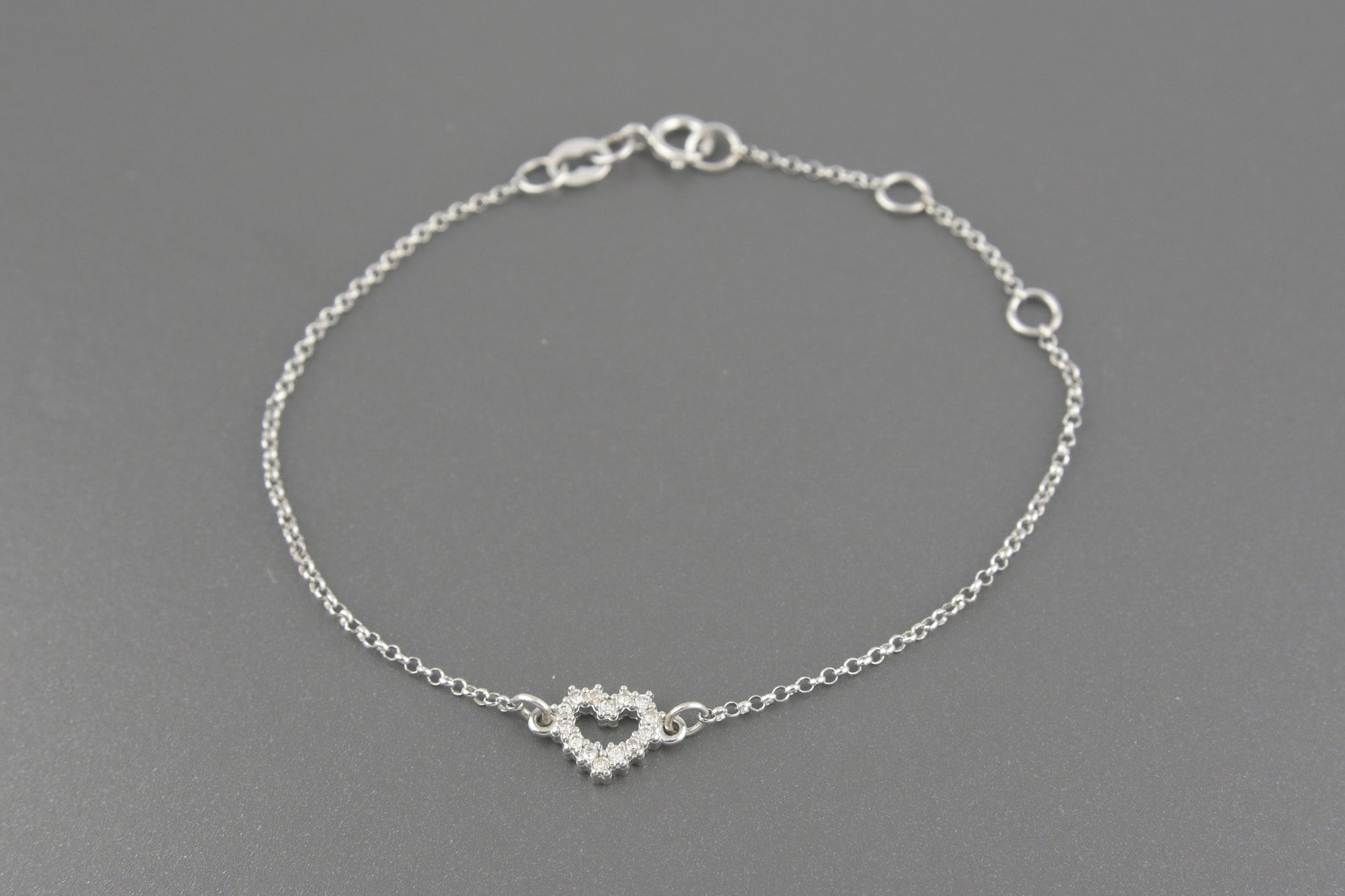 Pulseira Coração em Ouro Branco 18k com Brilhantes