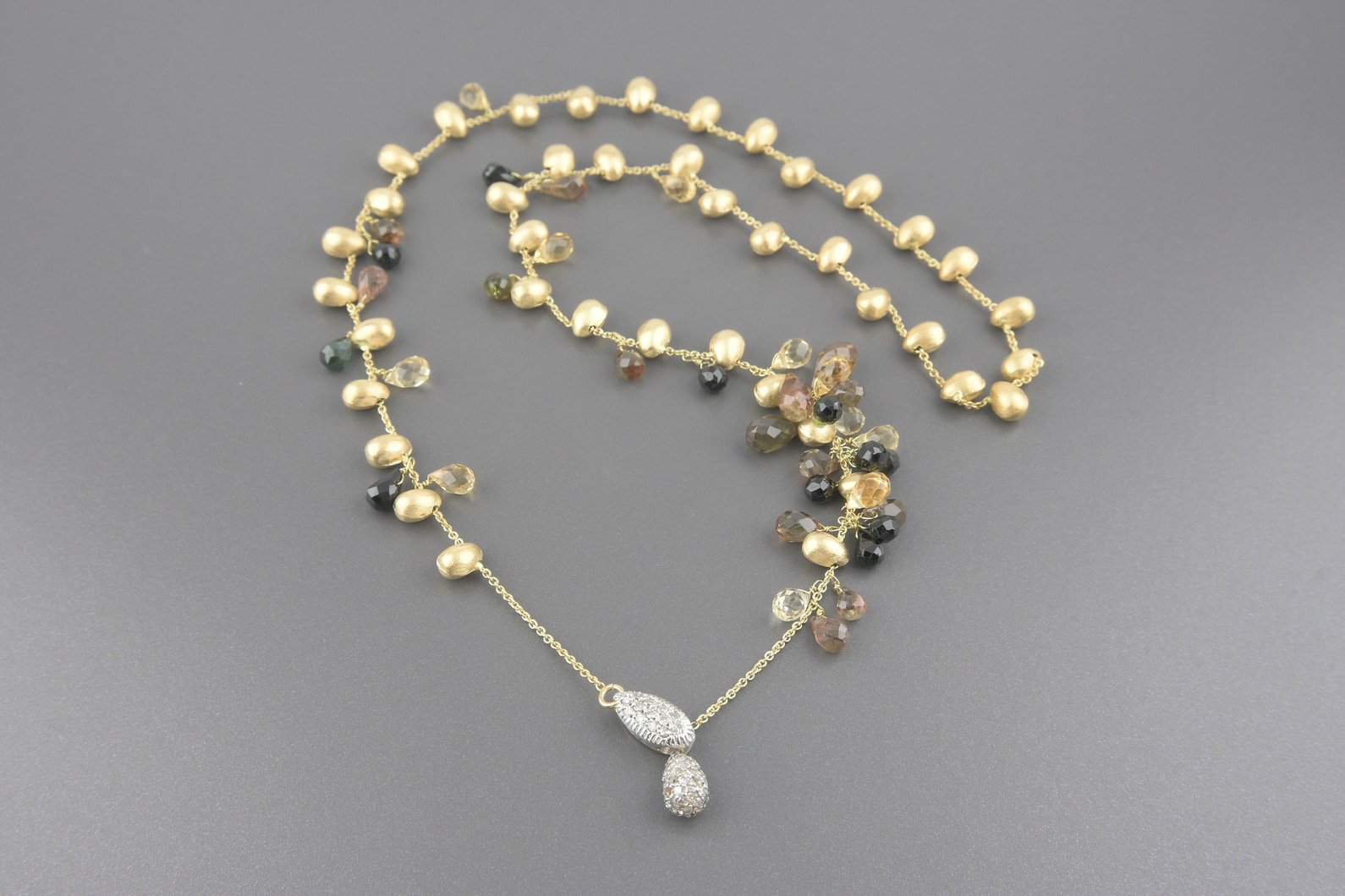 Colar em Ouro Amarelo 18k com Turmalinas, Quartzos e Brilhantes