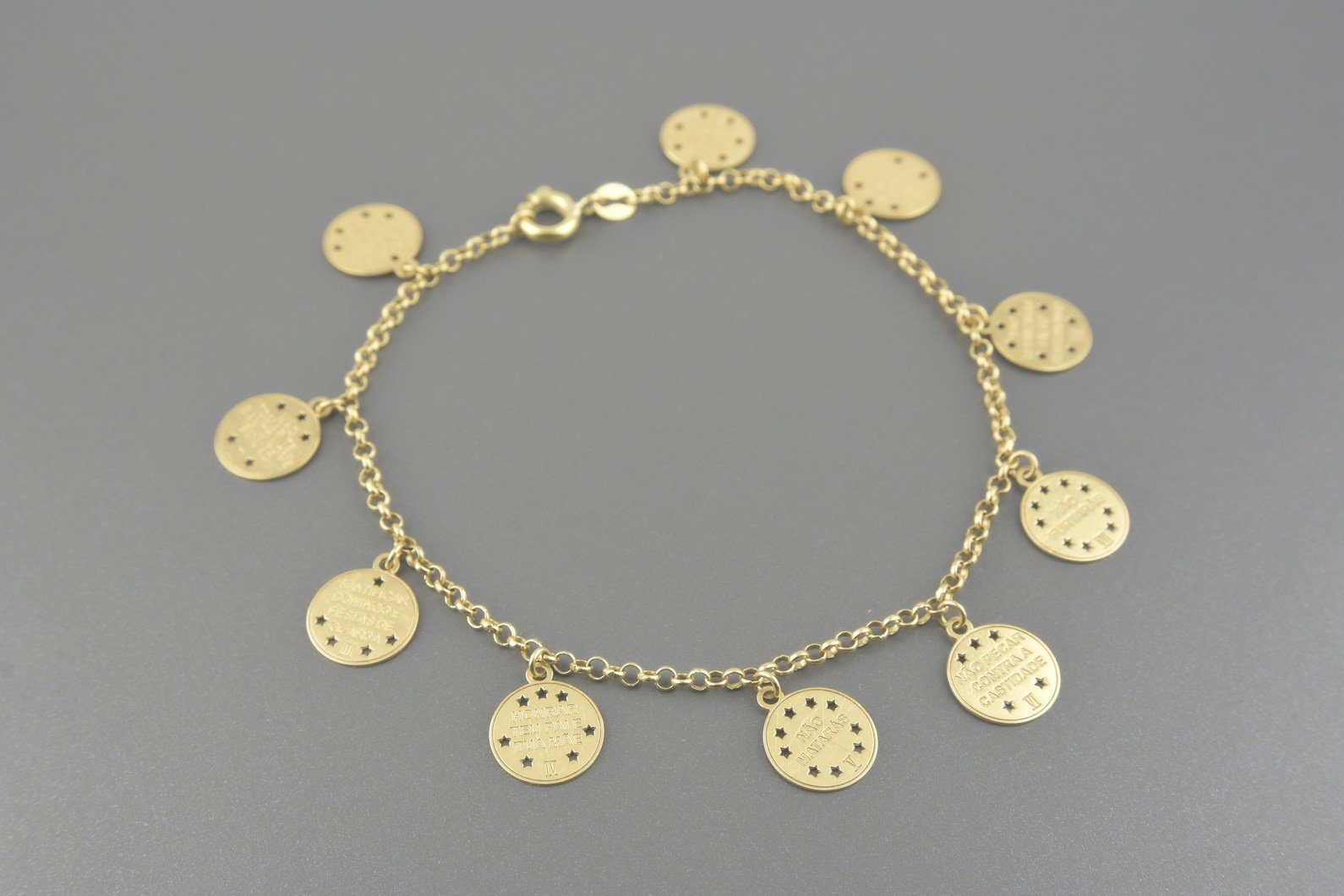 Pulseira 10 Mandamentos em Ouro Amarelo 18k