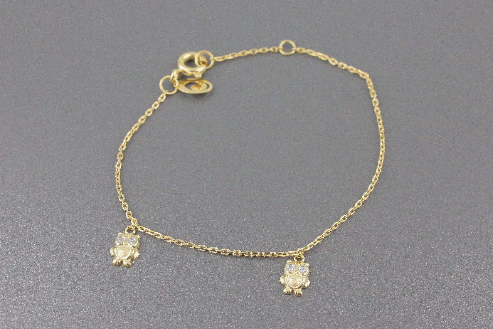 Pulseira Corujinhas em Ouro Amarelo 18k com Brilhantes