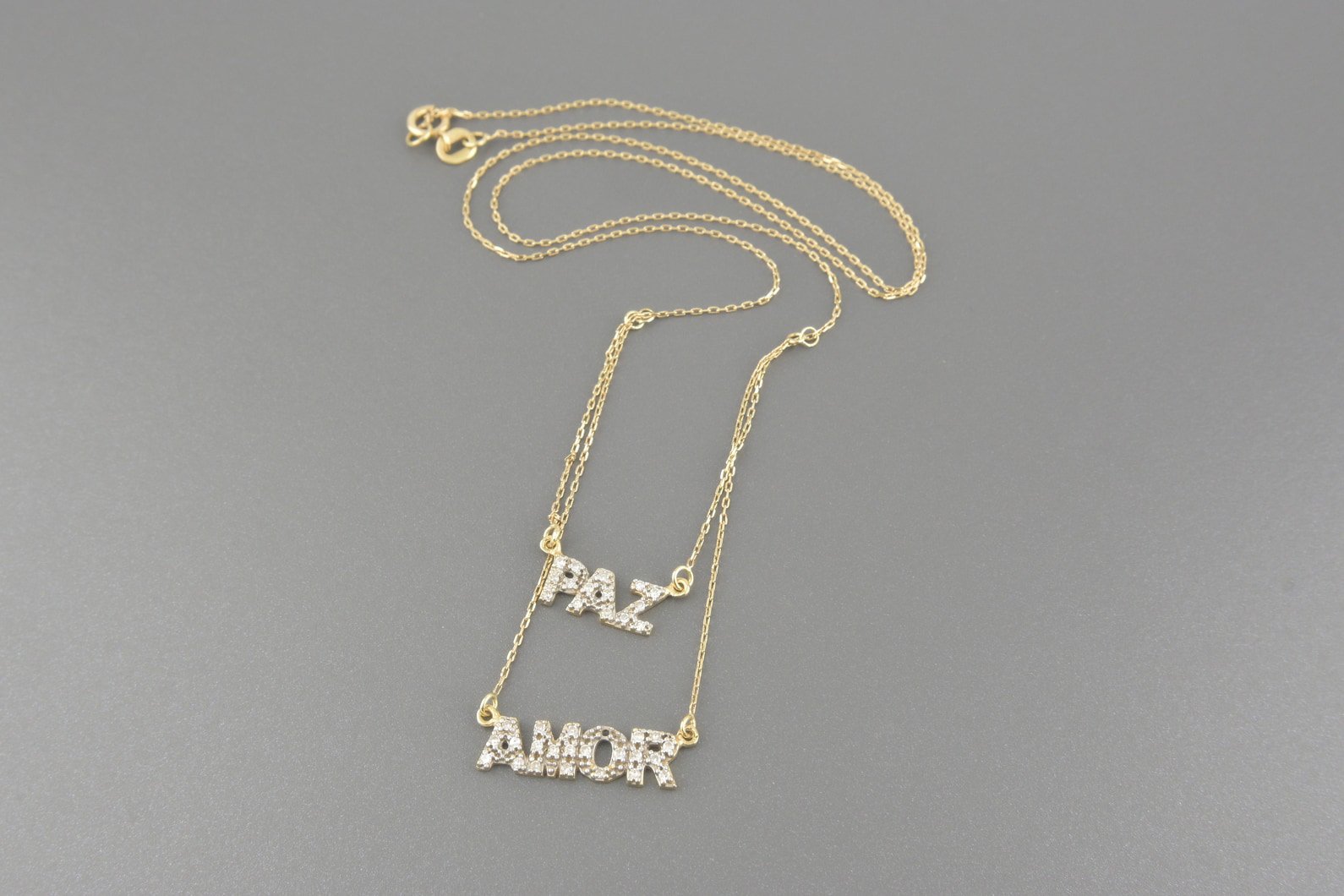 Colar Paz Amor em Ouro Amarelo 18k com Diamantes