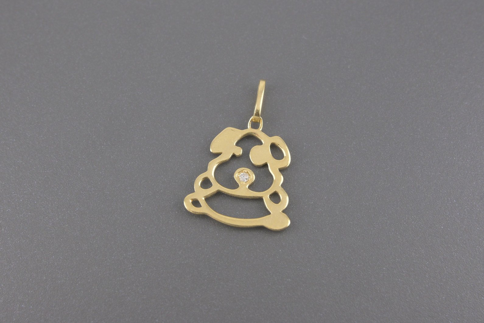 Pingente Cachorrinho em Ouro Amarelo 18k com Brilhante